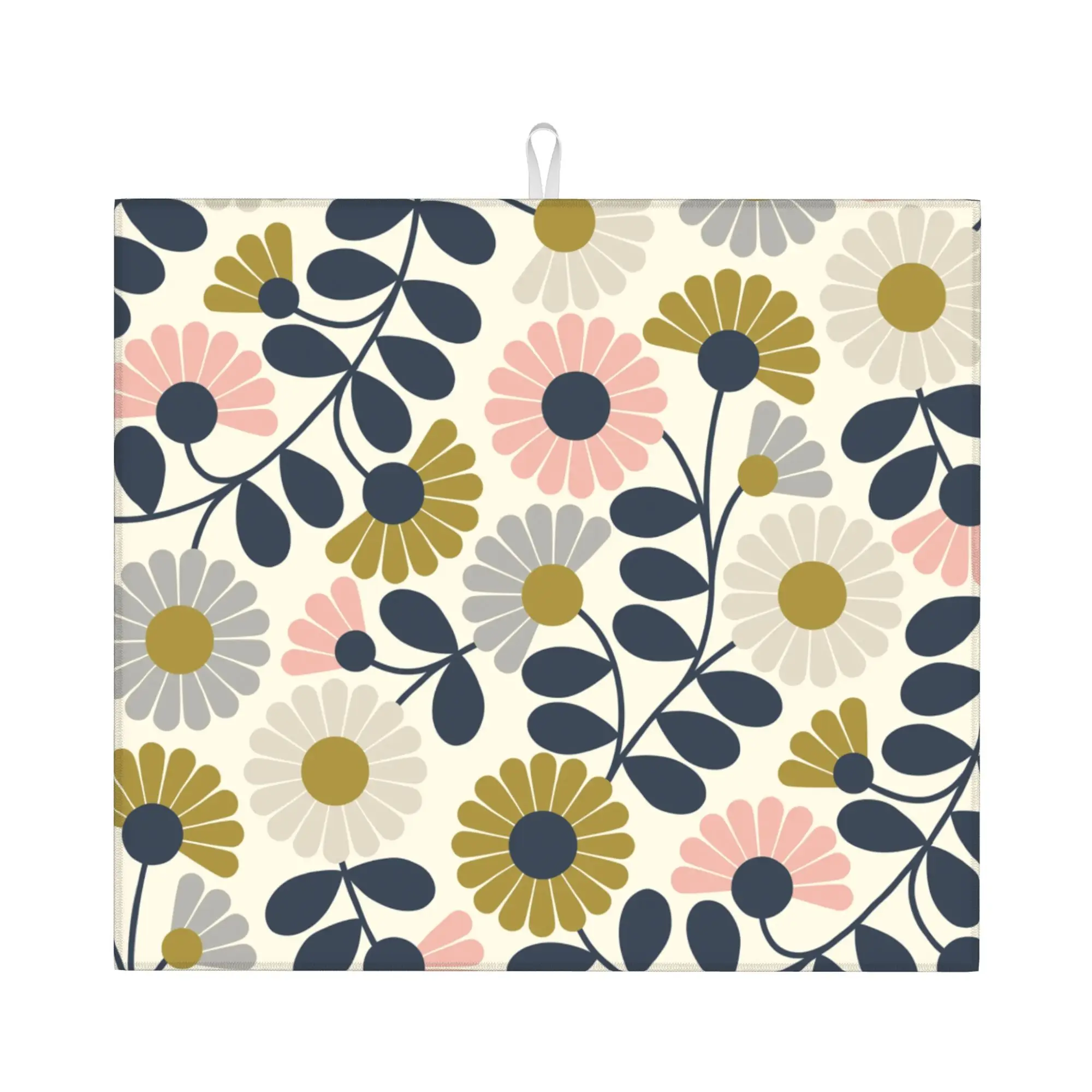 Drying Mat For Kitchen Orla Kiely Flower Scandinavian Water Absorbent Waterproof Reusable On Slip Kitchen Counter Protector Mat