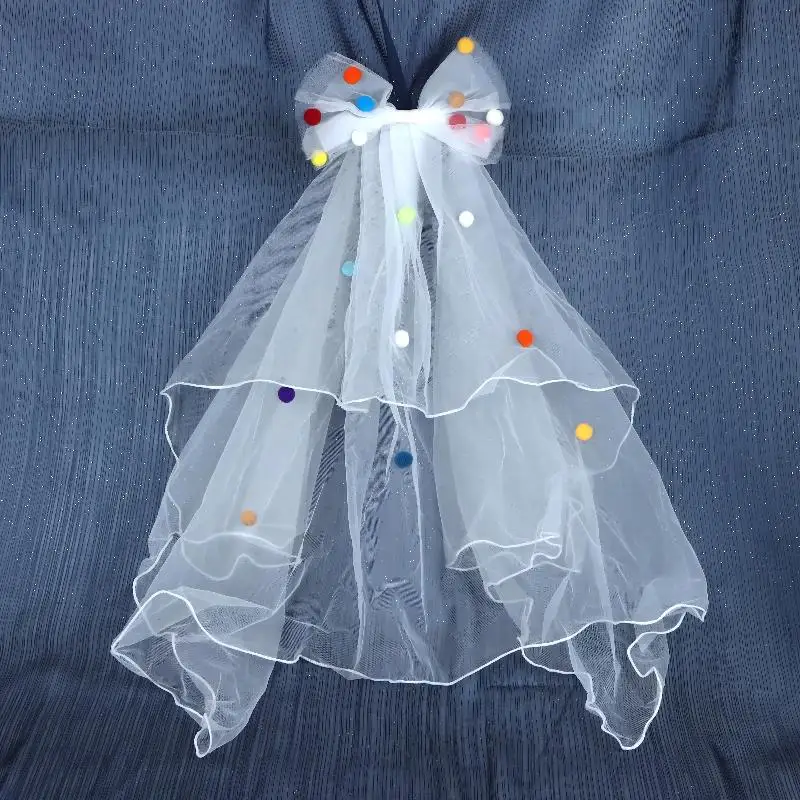 Kurzer weißer Tüll-Brautschleier mit Haarspange für Hochzeit, Junggesellinnenabschied, Haarschmuck, Foto-Shooting-Requisiten – Detail 15