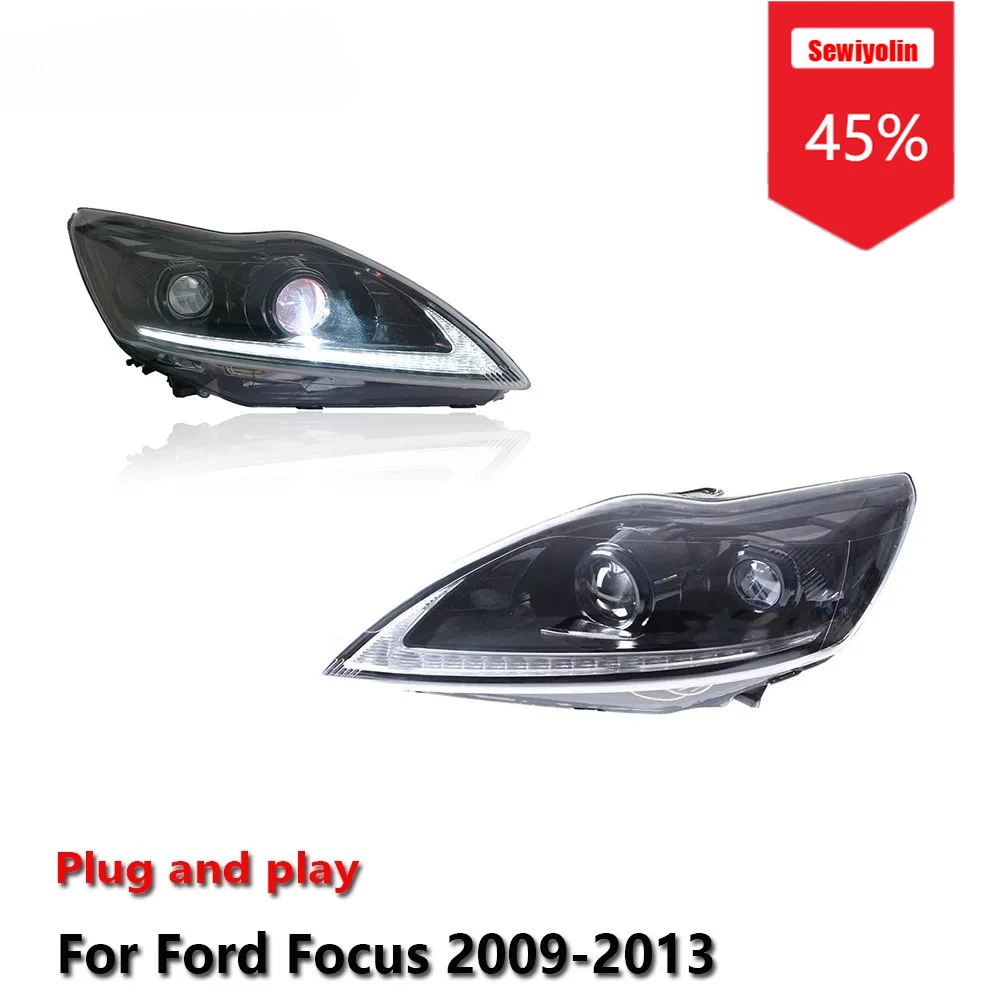

Sewiyolin автомобильные светодиодные фары в сборе для Ford Focus 2009-2013 противотуманные фары DRL тормозной указатель поворота Plug and Play