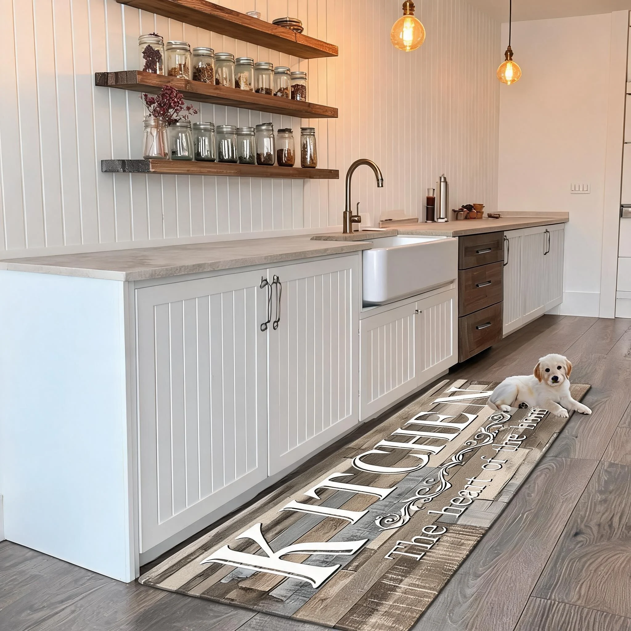 Home Bathroom Rugs - Vierkante keukenmat Pluche flanellen vloerkleed Gezellig