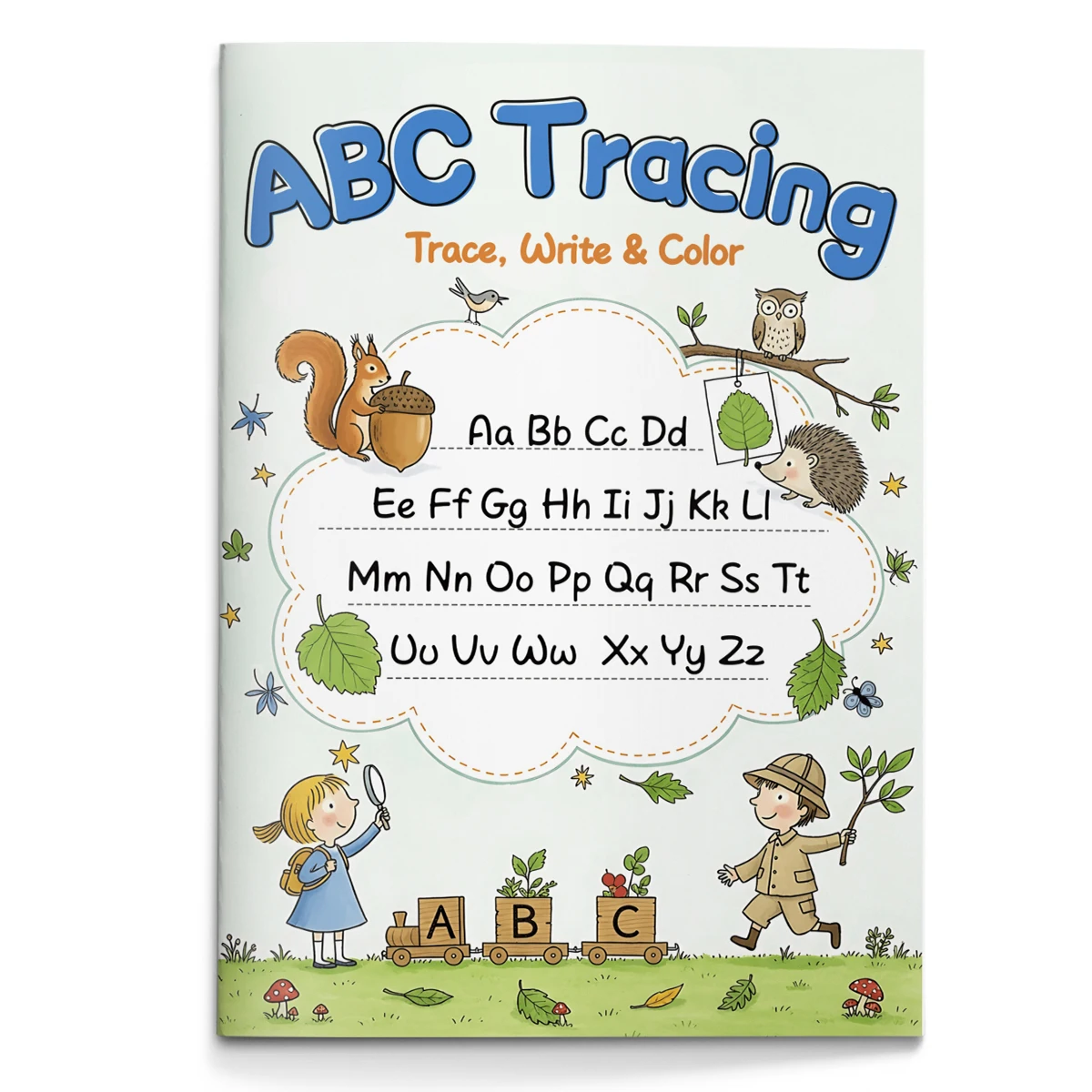Children's alphabet coloring book, cute cartoon patterns, preschool early education workbook, boost your baby's hands-on skills