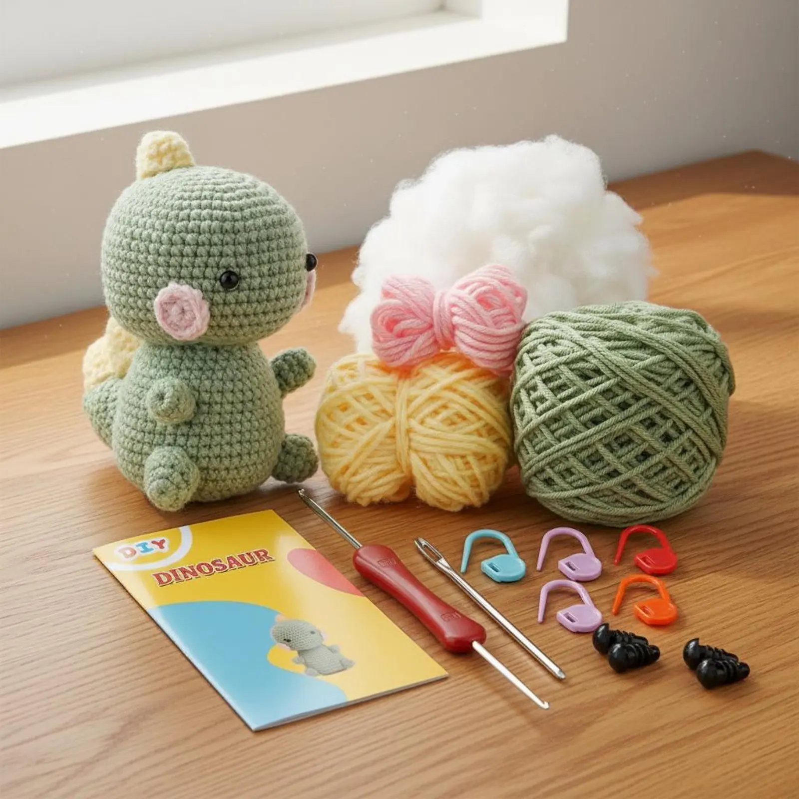

Amigurumi Dinosaur Kit English Instructions Dinosaur Crochet Kit Beginner Crochet Set Includes All Tools Great Gift Suggestion