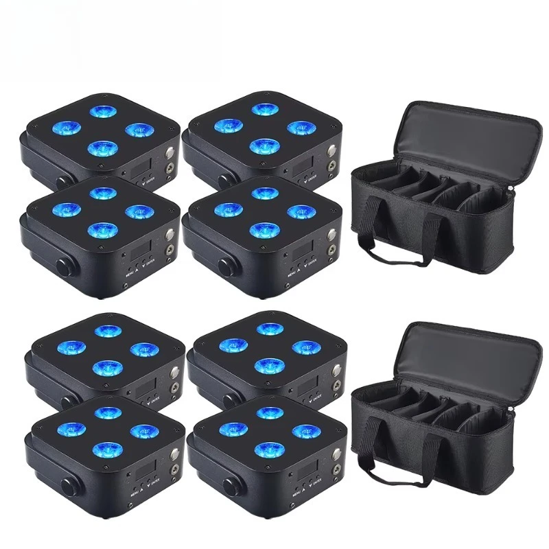 8PCS with Bag IR4 Uplight 4X12W RGBWA+UV LED Par Uplights Wireless DMX Wifi Remote Decoration for Stage Wedding Party