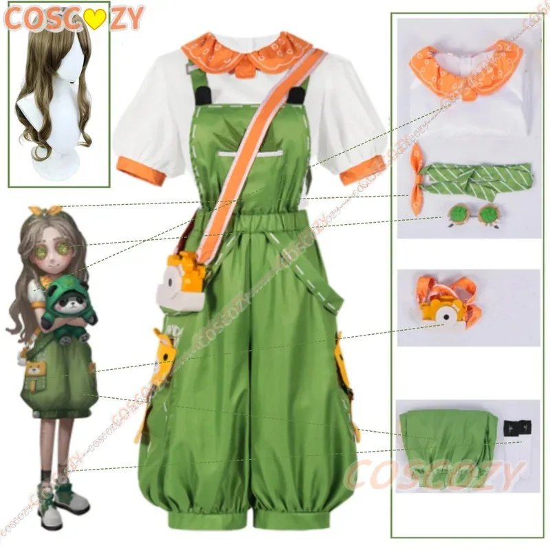 qq681 لعبة الهوية الخامس البستاني إيما وودز تأثيري حلي شعر مستعار الناجين فتاة صغيرة الأخضر دعوى للكبار الملابس فستان الحفلات