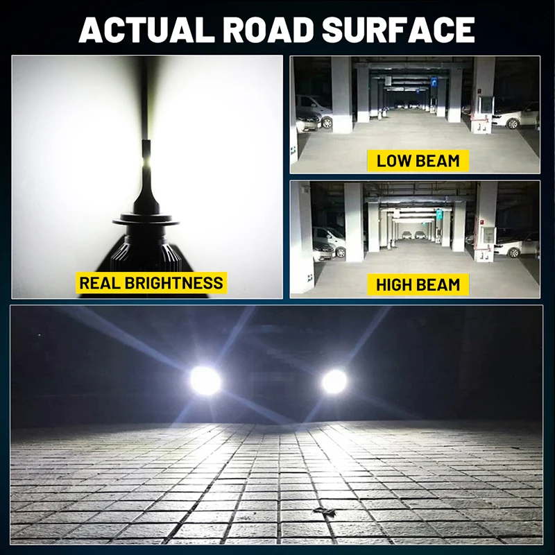 Bullvision H4 H7 LED Canbus H11 H1 H8 H9 9005 HB3 9006 HB4 9012 HIR2 LED Headlight 160W High Power 80000LM 6000K Car Headlam view 4