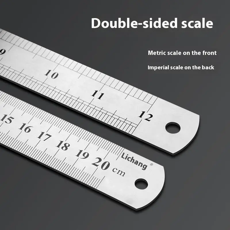 Zero Glare Satin Chrome Stainless Steel Ruler, 15-100CM Length, MM Graduations for Engineers