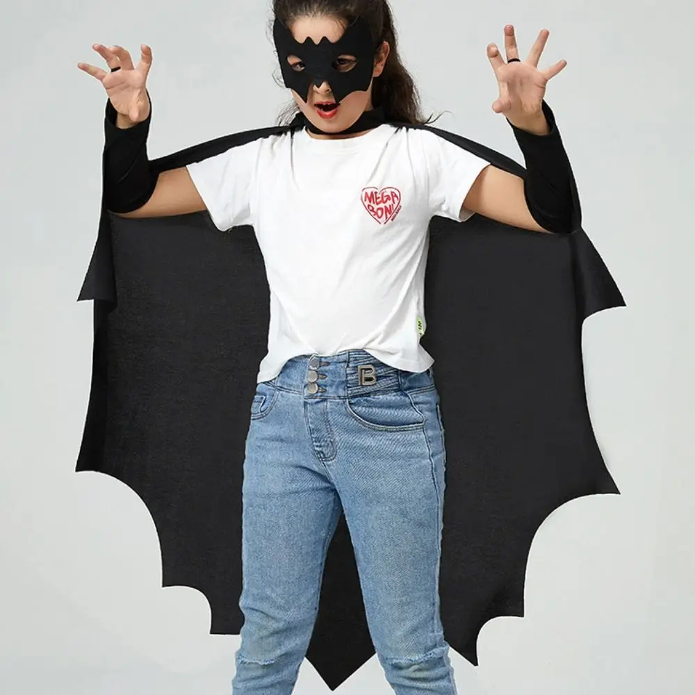 Conjunto de máscara de asa de Bat Halloween para crianças, traje cosplay para meninos e meninas, trajes de festa, adereços de roupas