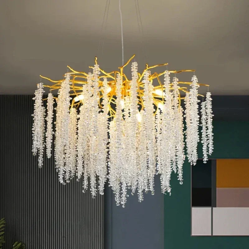 Modern Nordic Tree Branch Lustre Crystal Led Lights Dining Table Pendant Chandelier Modest Ceiling