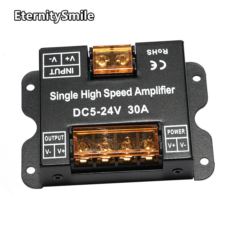 30A LED Strip Amplifier DC5-24V Single High Speed Amplifier for Single Colour LED Strip Power Repeater Console Controller.