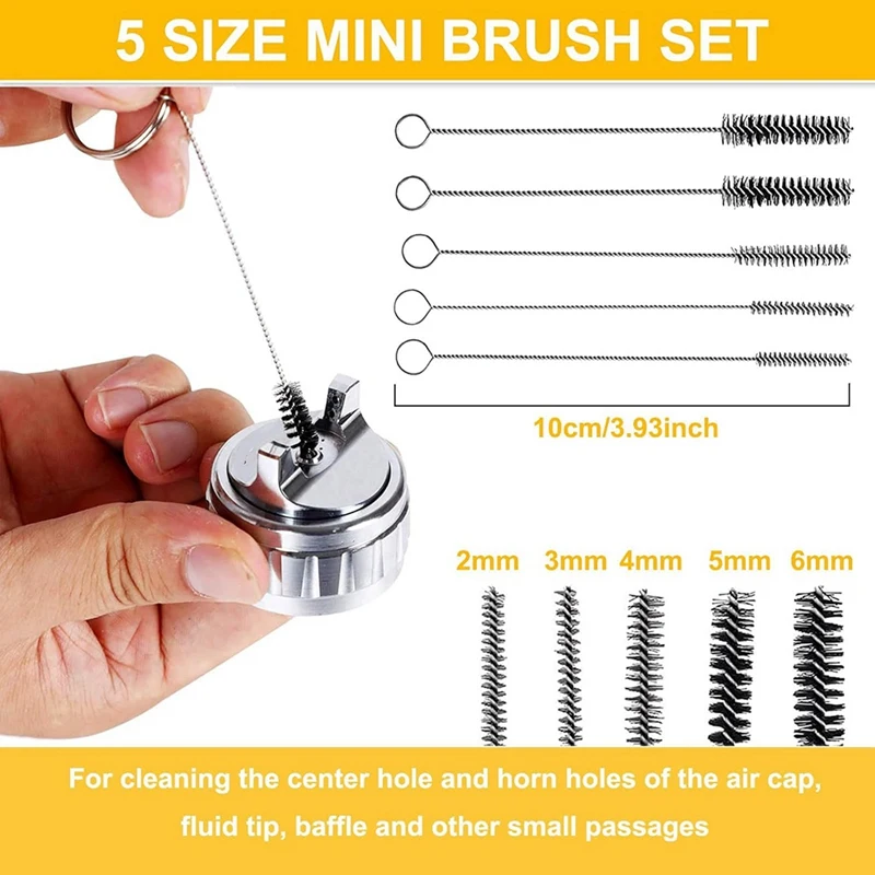 HLZS-Sprayer Cleaning Kit 17 Pcs Multi-Purpose Paint-Gun Brush Cleaner Tool With Nylon Mini Tube Brushes And Needles