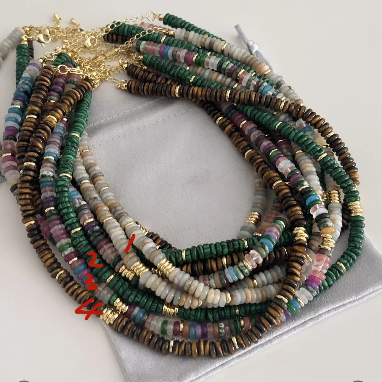 Natural Gemstones Necklaces Bohemian Colorful Stone Handmade Beaded Vacation Neck Jewelry For Women Mother's Day Gift