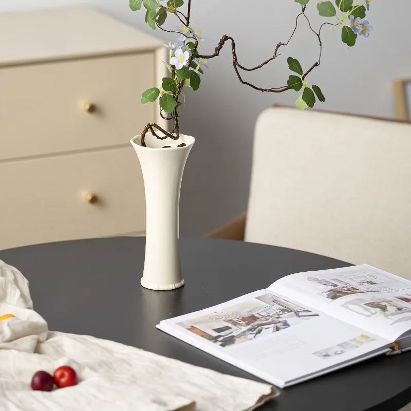 Handmade Classic Hourglass Vase Solid Stable Base Anti-tipping French Luxury Flared Ceramic Vase Minimalist French Home Decor