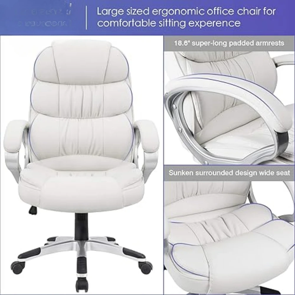 Office Chair High Back Computer Desk Chair, PU Leather Adjustable Height Modern Executive Swivel Task Chair