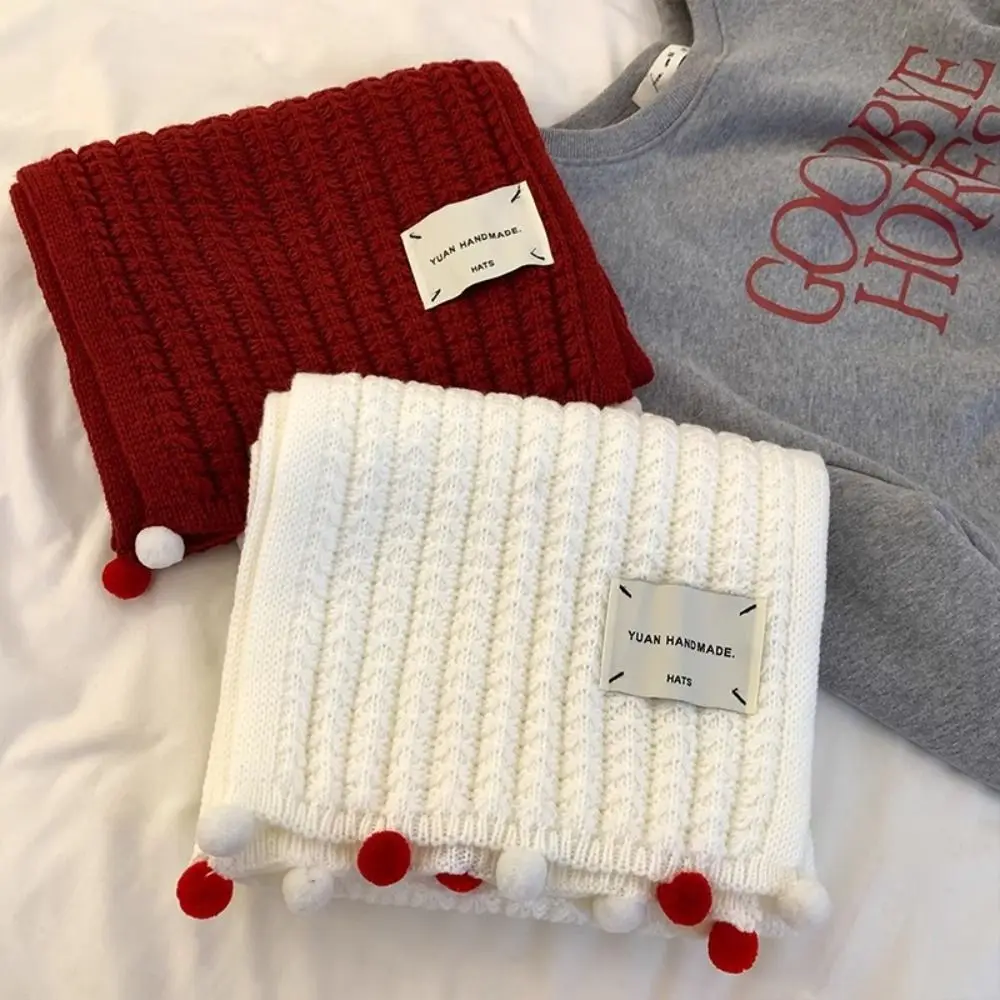 جديد الدفء الصليب وشاح أحمر صغير الكرة متماسكة وشاح رشاقته السنة الجديدة وشاح للرقبة الفتيات