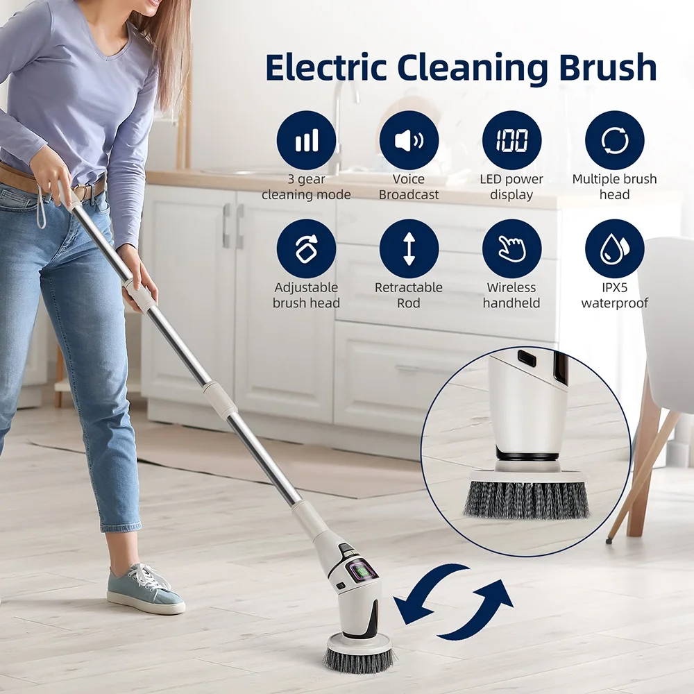 Electric Cleaning Brush 10 in 1 Electric Cleaning Brush Cordless Rotary Clean Brush Shower Cleaning Brush Kitchen Bathroom Home