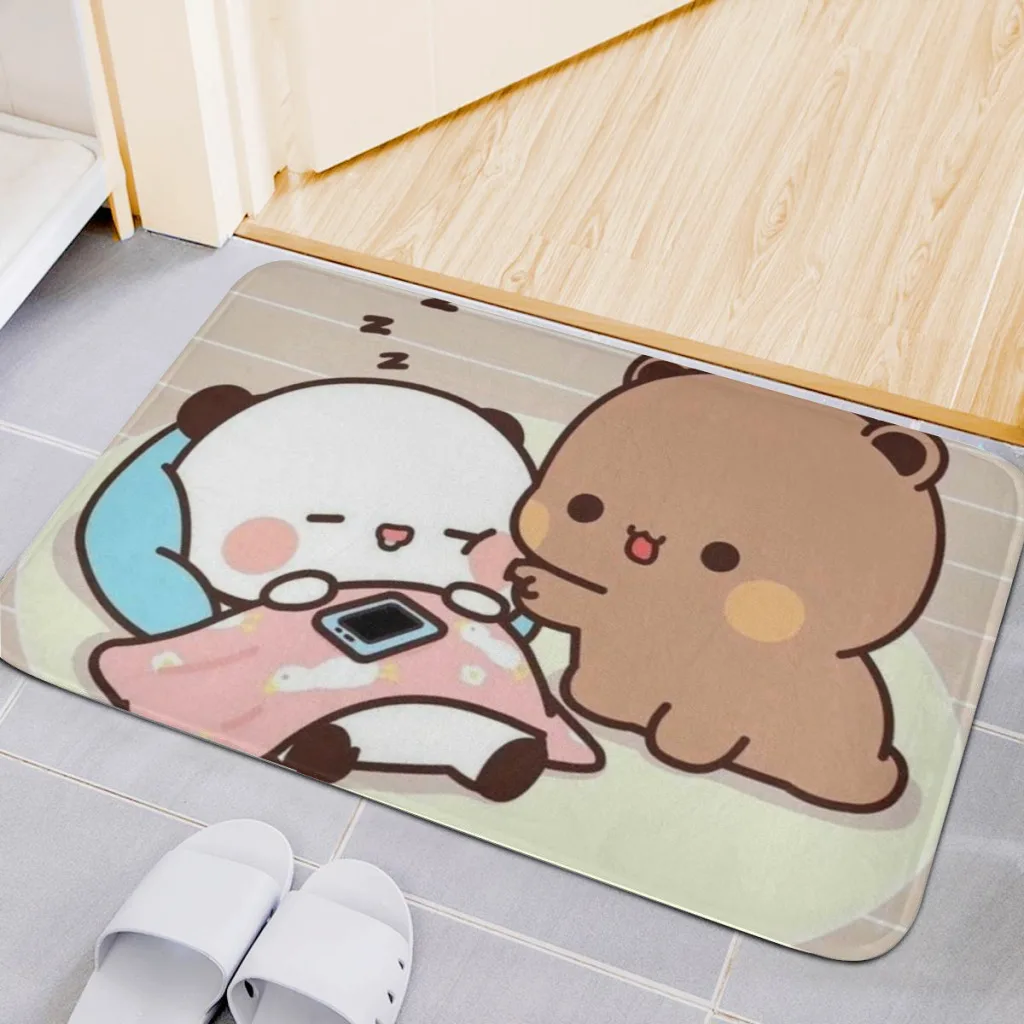 DuDu Bear and BuBu Bear A Bath Mat Set Modern Art Textured Pattern Home Carpet Bathroom Decor Floor Rugs Toilet