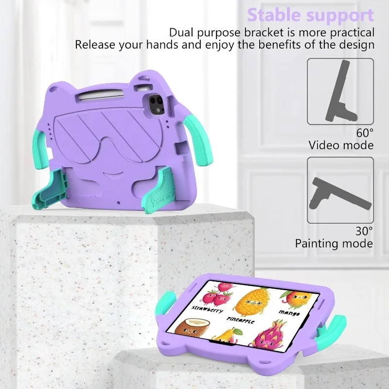 EVA Case for iPad Air 6 11 2024 Pro 11 10.5 Air 4 5 10.9 Handle Stand Kids Tablet Cover iPad 7 8th 9th 10th 11th 2025 Case+Strap