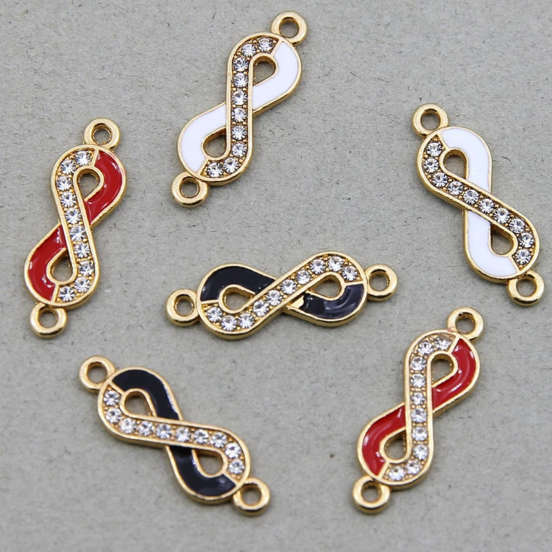 6pcs 8*25mm Crystal Infinity Charms for Jewelry Making Fashion Earring Pendant Connectors Bracelet Necklace Charm Accessories