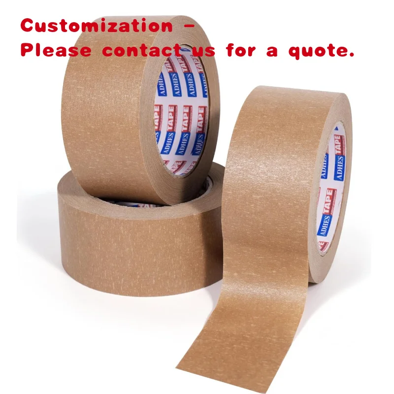 custom.ADHES Heavy Duty Kraft Paper Tape Eco Friendly Biodegradable Writable Uncoated Brown Packing Masking Sealing and