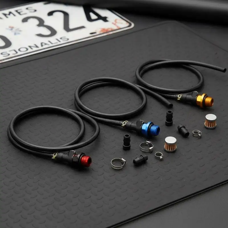 【CR】Motorcycle Breather with Hose Waterproof Rubber Modified Radiator Bevel Oil Tube for All Purpose Motorbike Modification