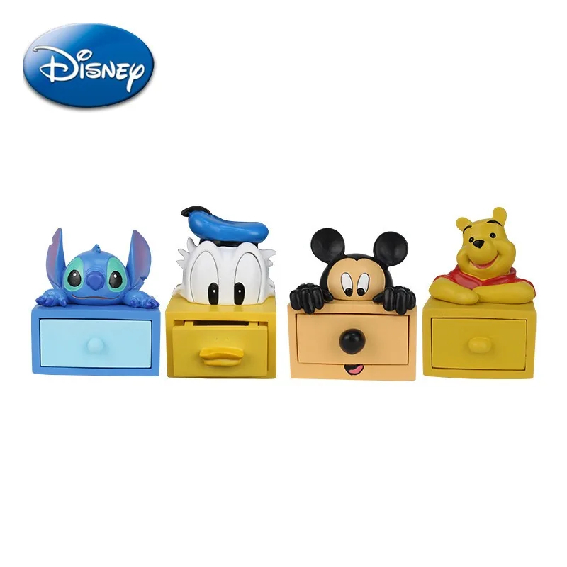 

Disney Mickey Mouse Figurine Pooh Bear Cartoon Kawaii 3D Doll Desktop Ornament Jewelry Storage Box Children Gift Resin Crafts