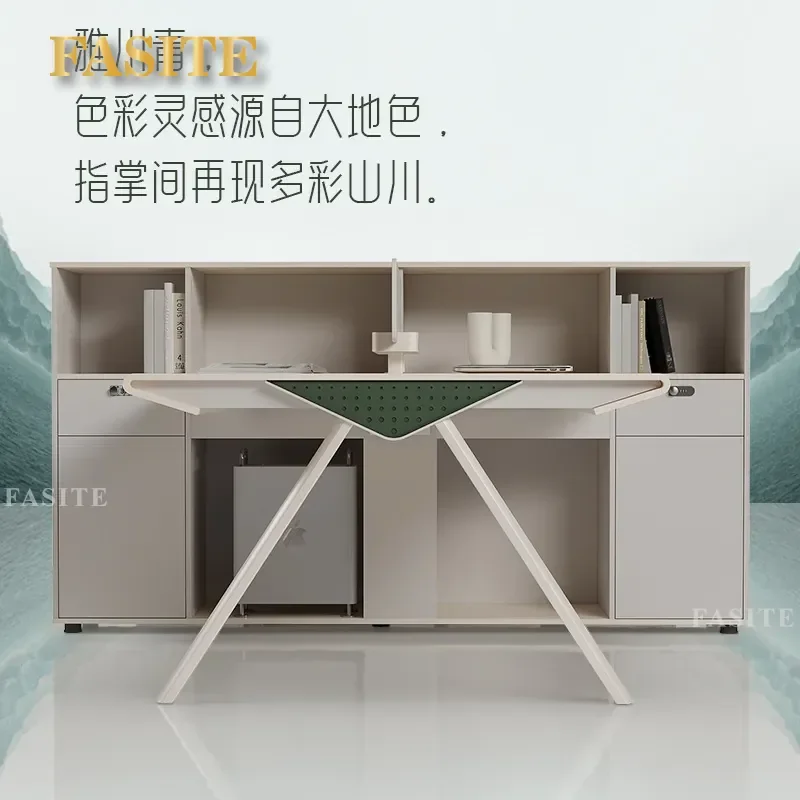 For 2 Person Finance Desk Double Staff Card Seat T-shaped Screen Table Combination Face to Face Office Accounting Furniture