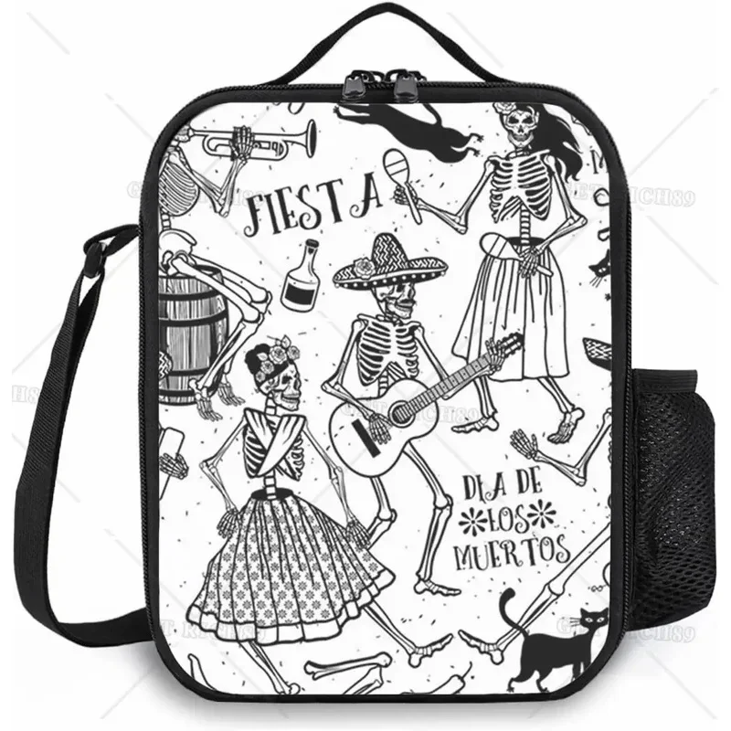 

Sugar Skull Alpaca Dancing Skeleton Lunch Bag for Women Men Insulated Lunch Box Soft Cooler Tote Bags for Work Picnic or Travel