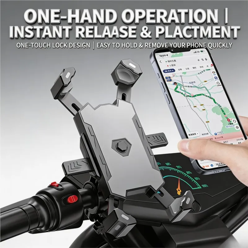 Motorcycle Rider Phone Mount Anti-Shake Shockproof Bicycle Phone Holder Silicone Non-Slip Handlebar Phone Stand 360° Rotation view 3