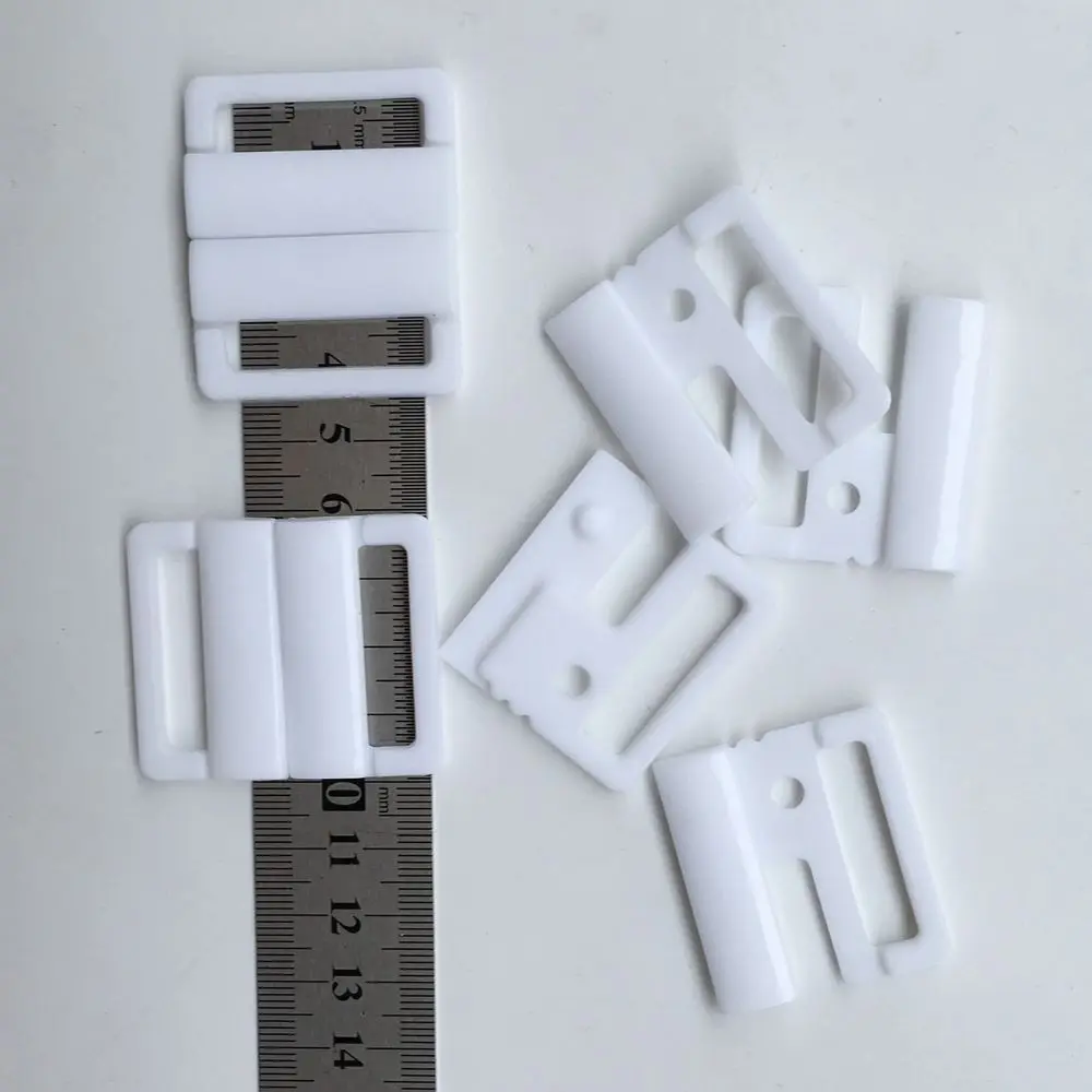 White Plastic Bra Strap Clip, Snap Clasp, Hook Sewing Lingerie Buckles, Buttons, Craft Rectangle Swimwear Bikini, Inner Dia 30mm