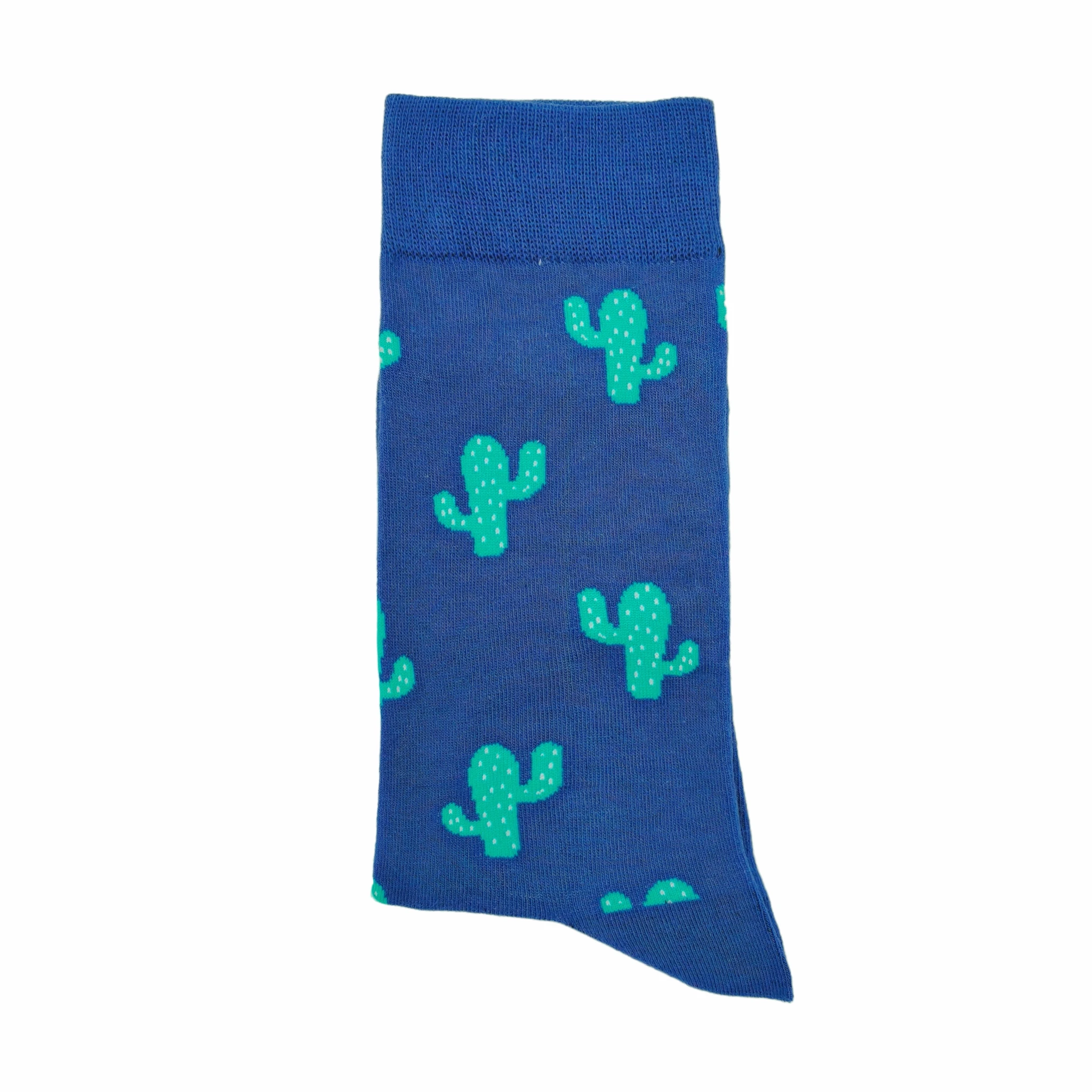 Ein Paar verpackte Kaktus-Röhrensocken mit blauem Hintergrund
