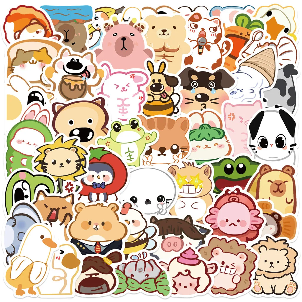 50Pcs Cartoon Abstract Animal Doodle Stickers - Waterproof Decor for Guitar Laptop Luggage DIY Projects RecordingYourLife Store