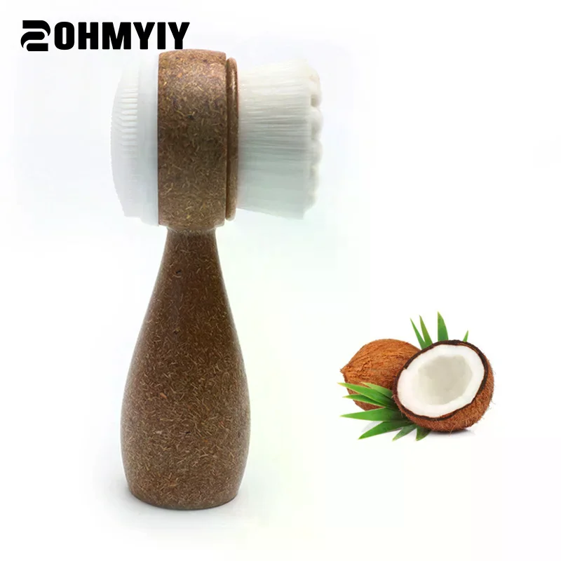 ココナッツシュレッドハンドル洗顔ブラシ両面洗顔ブラシ黒ずみ除去毛穴クリーナー角質除去洗顔ブラシ