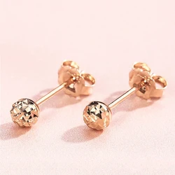 585 Purple Gold Plated 14K Rose Gold Geometric Shiny Earrings for Women Glamour Simple Sweet Ear Studs Party Wedding Jewelry