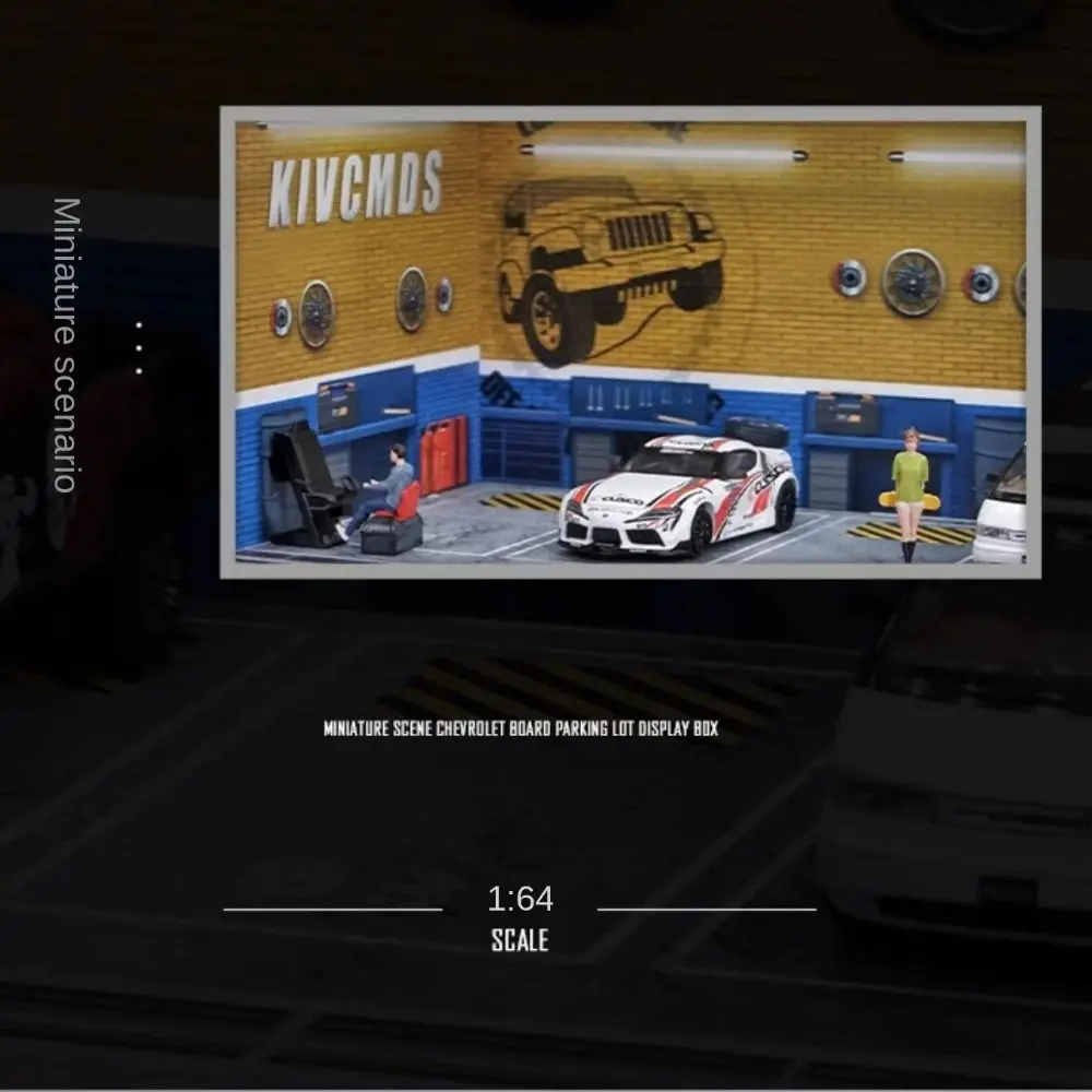 

1/64 Scale Garage Scene Model Simulation Miniature Parking Lot Model With Lights Exhibition Hall Car Model Display Box