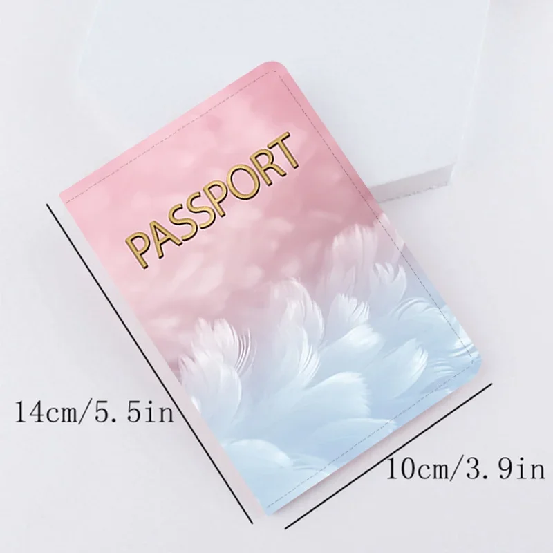 Passport Cover Plane Women Men Travel Wedding Passport Covers Holder Fashion Wedding Gift Air Tickets for Cards Feather Pattern