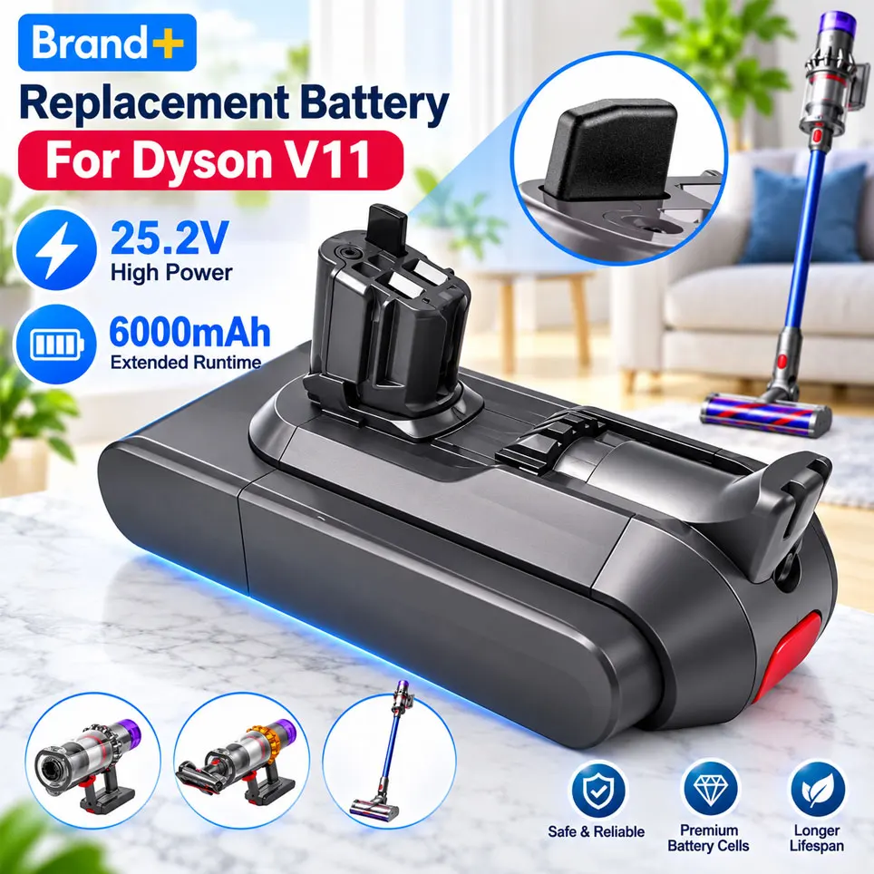 Ersatz-Li-Ionen-Akku 25,2V 6000mAh für Dyson V11 SV14 Serie, passend für V11 Absolute, V11 Fluffy, Cyclone V11 Animal kabelloser Staubsauger, schnelle Lieferung aus Polen.