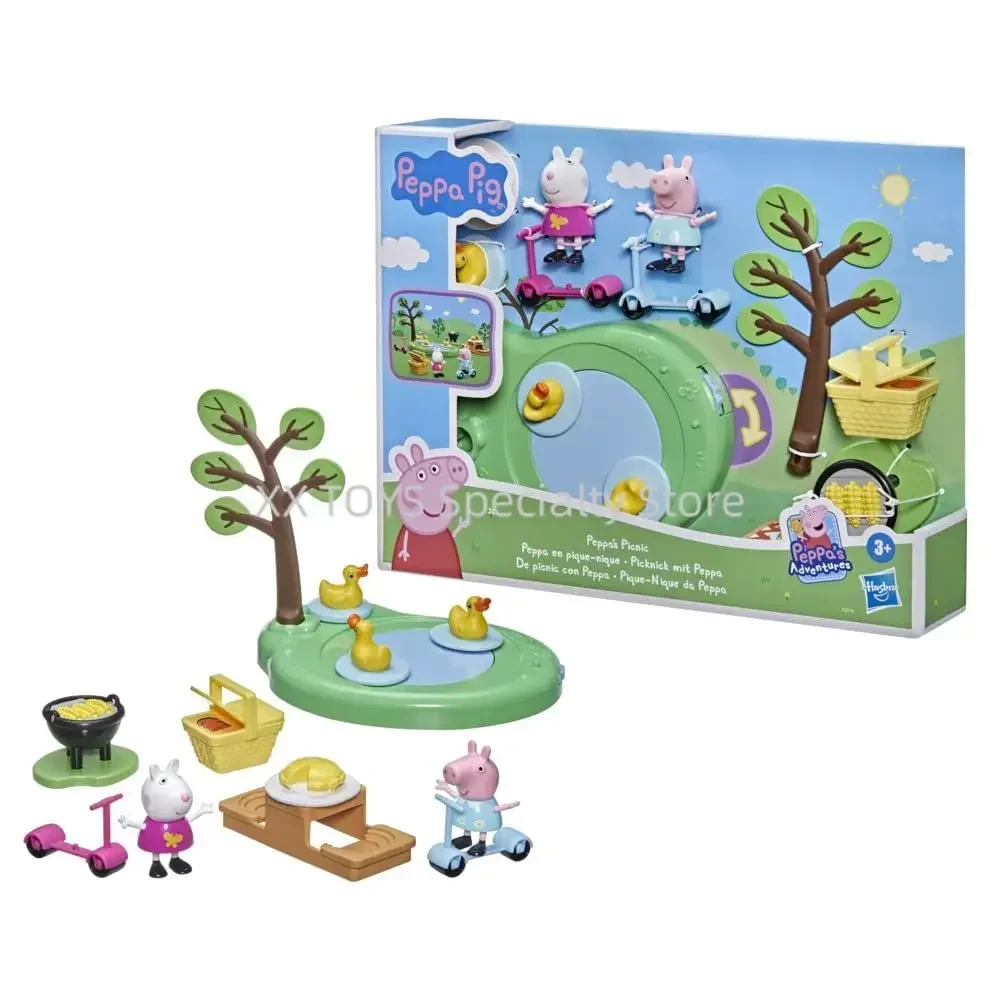 

Hasbro Peppa Pig Peppa's Adventures Picnic with Peppa Duck Pond Park Scooters 2 Figures 8 Accessories Preschool Interactive Toys