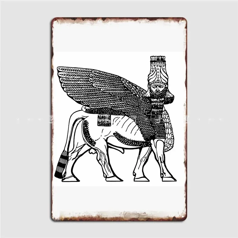 Winged Bull Lamassu Lamassus Metal Sign Club Painting Décor create pub Garage Tin sign Poster