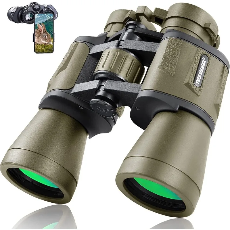 FREE SOLDIER 20x50 Military Binoculars for Adults with Smartphone Adapter Waterproof Tactical Binoculars BAK4 Prism FMC Lens Mud