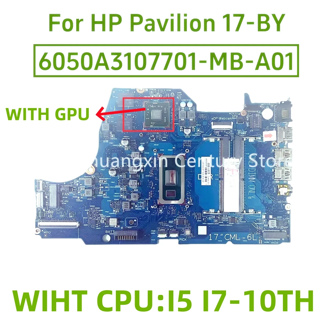 

6050А 3107701 -MB-A01 Материнская плата для ноутбука HP Pavilion 17-BY 17T-BY с процессором: I5 I7-10TH Графический процессор: MX350 2 ГБ 100% тест