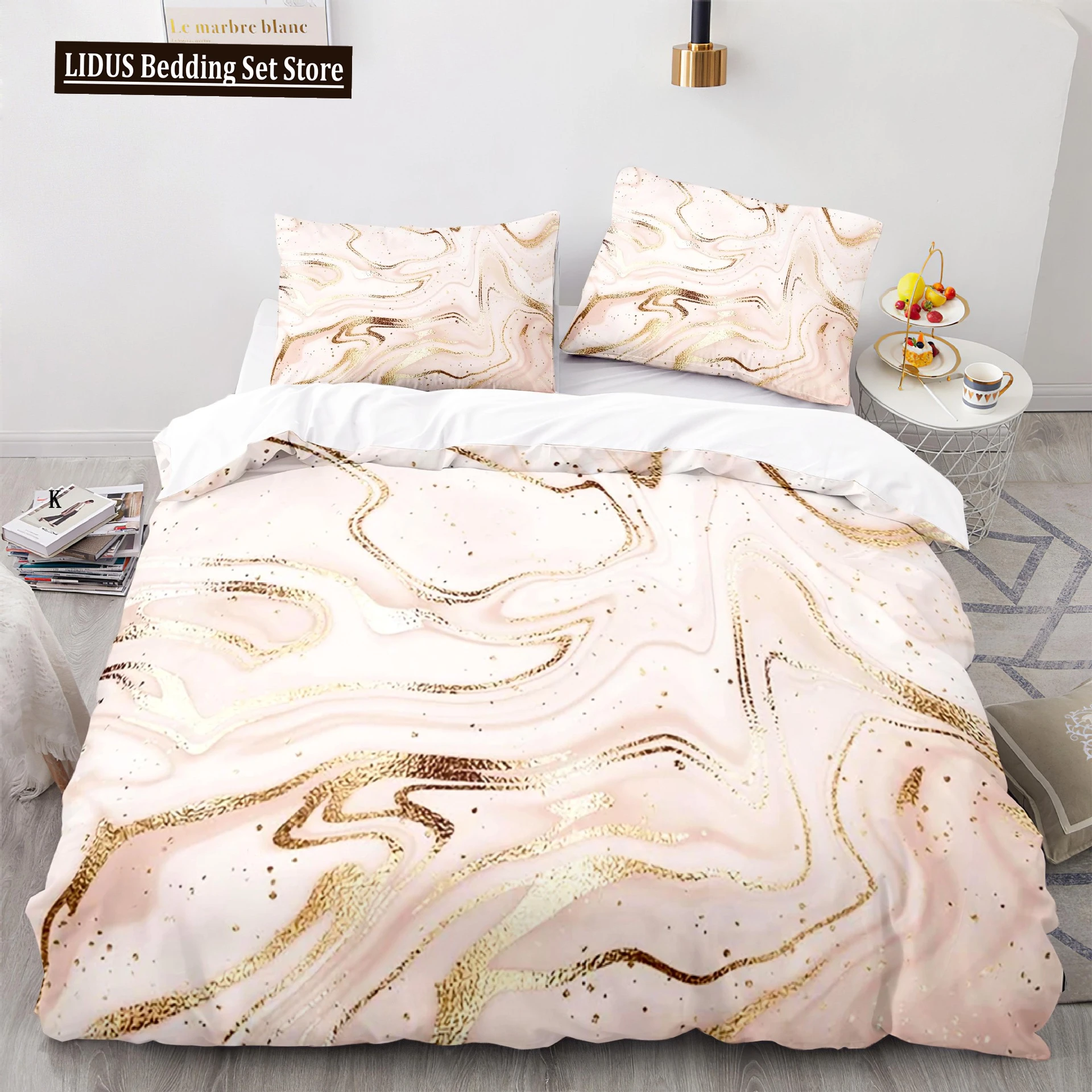 

Marble Polyester Duvet Cover Set King Queen Size Paint Brush Colors In Marbling Texture Watercolor Artwork For Kids Boys Girls