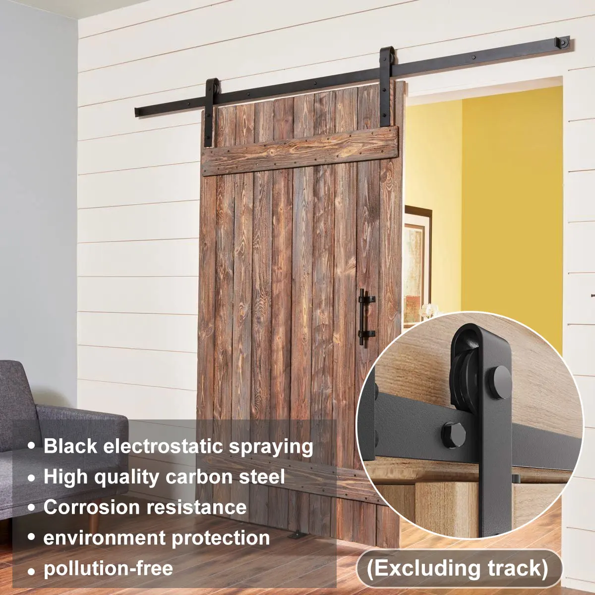 Sliding Barn Door Hardware Kit Sturdy Hardware Kits For Cabinet Doors Rail Set Smooth Silent Easy Installation Easy Assembly