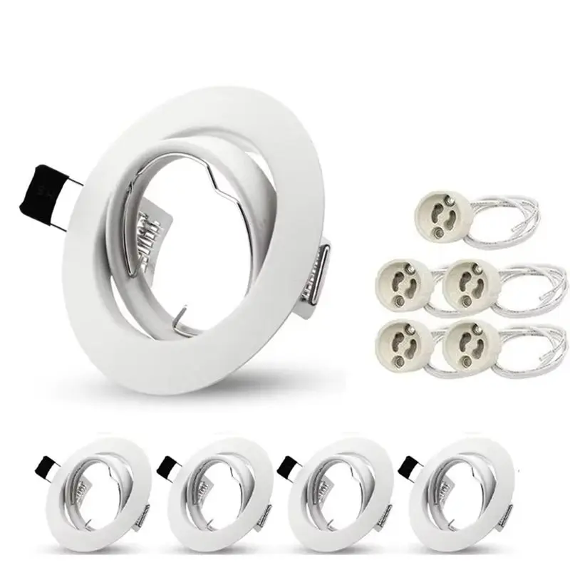

A84X-Recessed LED Spot Light Adjustable Downlight Led Holders Round Frame Fixture Cutout For MR16 GU10 Bulb C