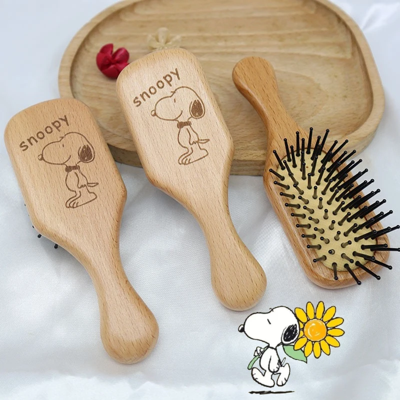 Snoopy Hair Wooden Comb Professional Healthy Paddle  Massage Brush Hairbrush Comb Scalp Hair Care Anime Bamboo Comb Anti-static