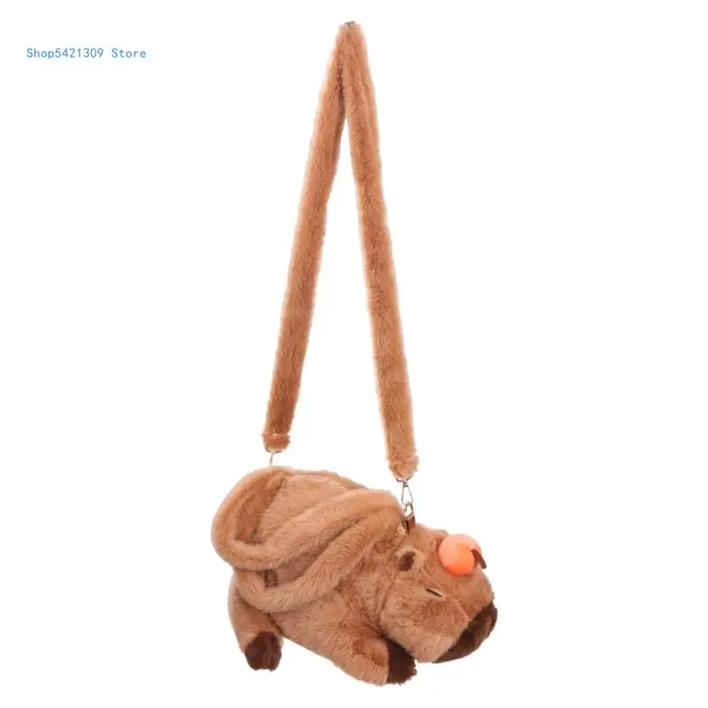 Cartoon Capybara Plush Body Bag Adjustable Shoulder Bag Valentines Gift