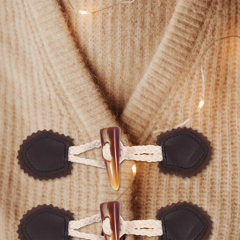 

6Pairs Horn Buttons Covered Toggle Closures Backpack Buttons Hiking Coat Toggle Button for DIY Sweaters Cardigans Coats