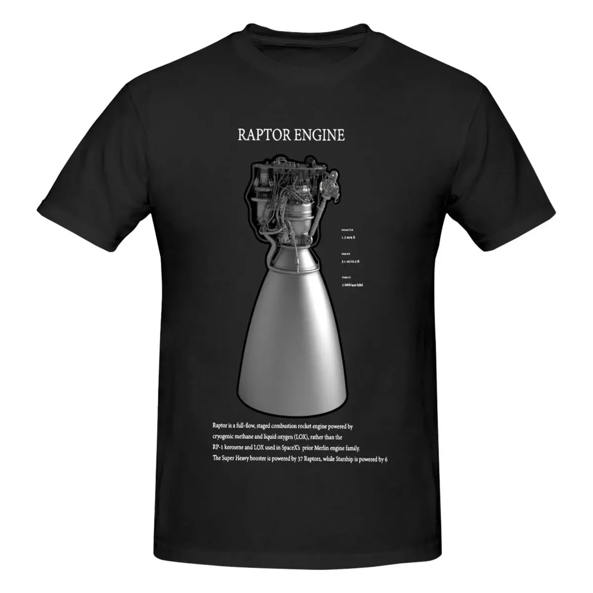 New fashion heavyweight vintage Novelty SpaceX Raptor Engine Starship (2) T-Shirt Men O-neck Short Sleeve Tops Cotton TopsTops