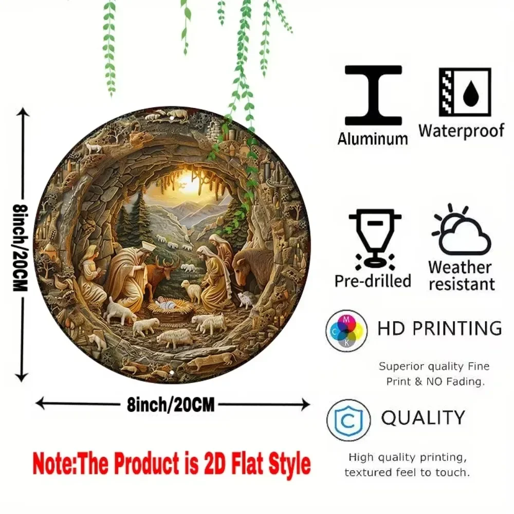 NativityRusticCharm 1 قطعة علامة معدنية |   النهاية المتعثرة |   خفيفة الوزن ومتينة |   ديكور عيد الميلاد الجميل لأي مساحة