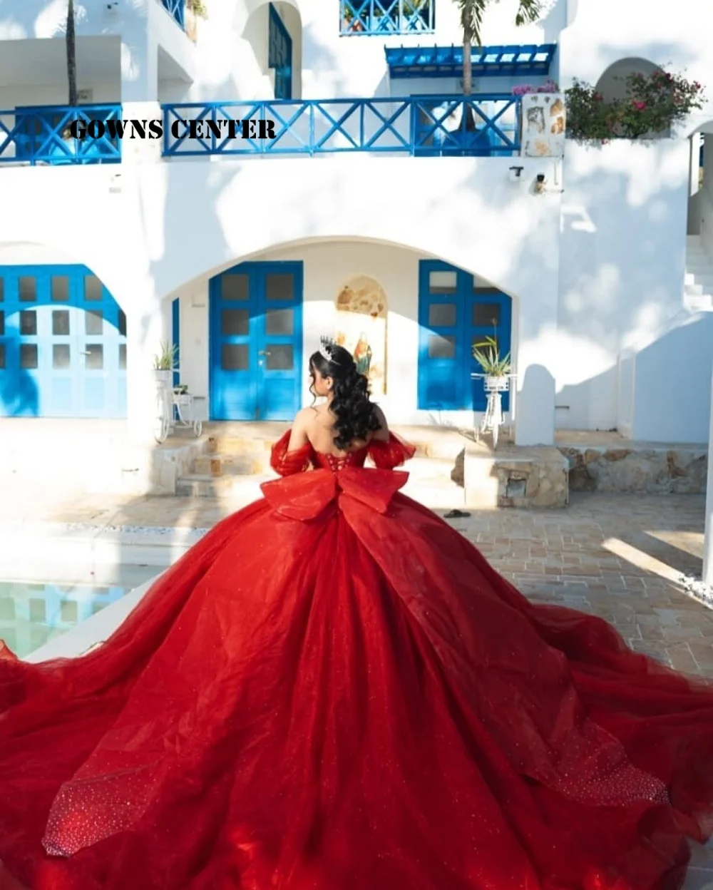 

Red Lace Corset Off Shoulder Quinceanera Dress Ball Gown Sweetheart Birthday Party Dress Graduation Gown quinceanera Customized