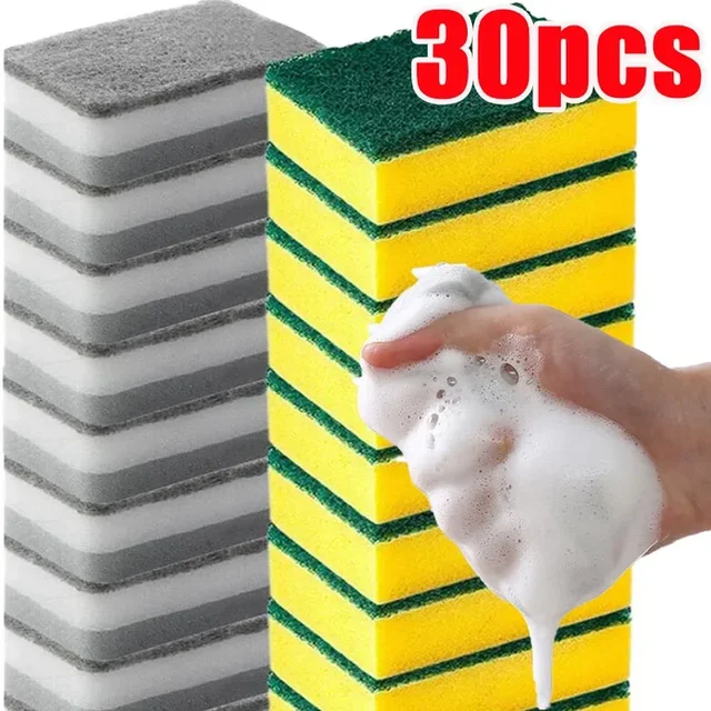 30/5 sztuk magiczne gąbki do czyszczenia dwustronne gąbki kuchenne wielokrotnego użytku chusteczki Pan Pot mycie naczyń podkładki do szorowania szczotka czyste narzędzia